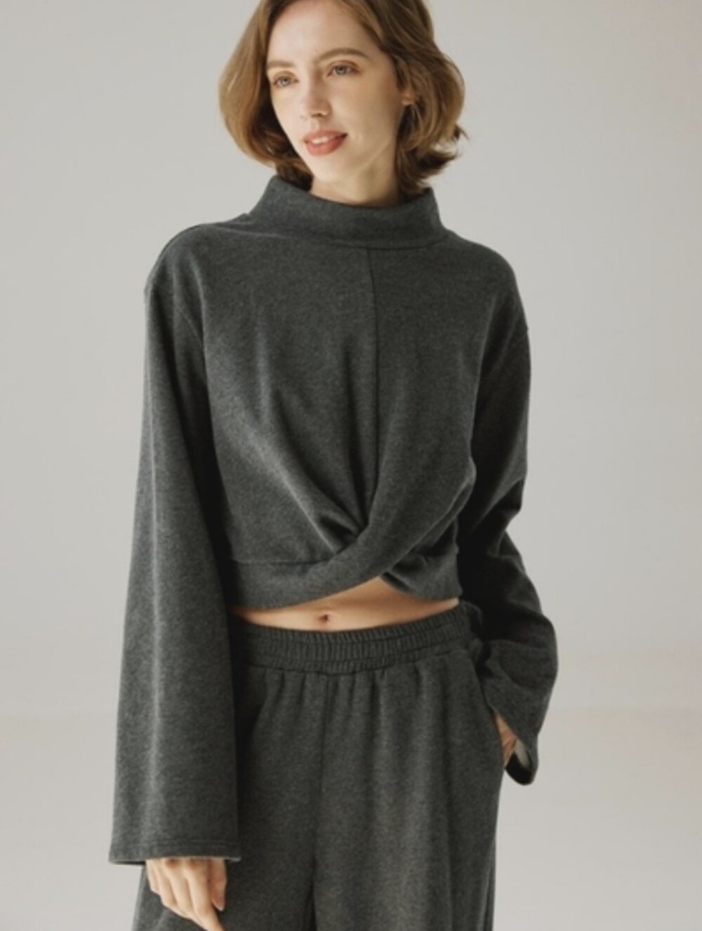 Nap Loungewear Mock Neck Long Sleeve‎ Twist Crop Sweatshirt Size Small